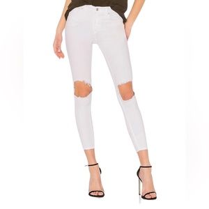 Free People Women's Busted Knee High Waist Skinny White Jeans Size 24